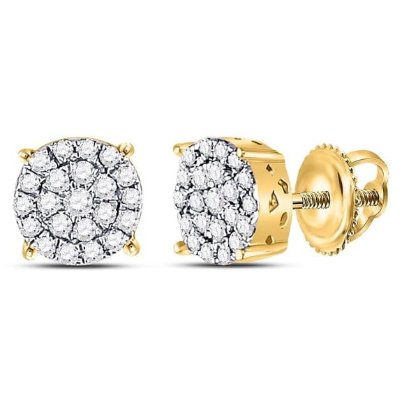 Gold Time Round Stud White Natural Diamond Earrings 0.24 ct. t.w. 10k, Yellow Gold