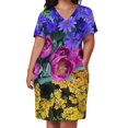 thumbnail image 2 of Vestido Floral espectacular: azul ciruela y dorado vestido holgado con bolsillo Jardín Botánico Olbrich espectáculo de flores de primavera Madison WI, 2 of 6