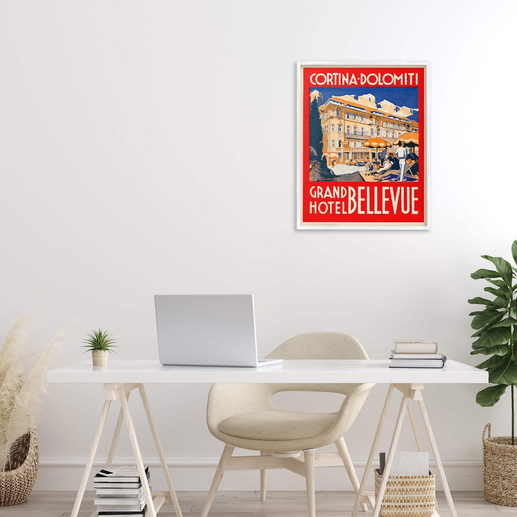 Stupell Industries Grand Hotel Bellevue Vintage White Framed Giclee Art, design by Print Collection