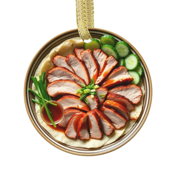 Peking Duck, Hoisin Sauce, Pancakes, Chinese Cuisine, China Food Themed Double Sided Ceramic Foodie Novelty Holiday Christmas Xmas Ornament Gift (Flat Printed Design, NOT 3D)