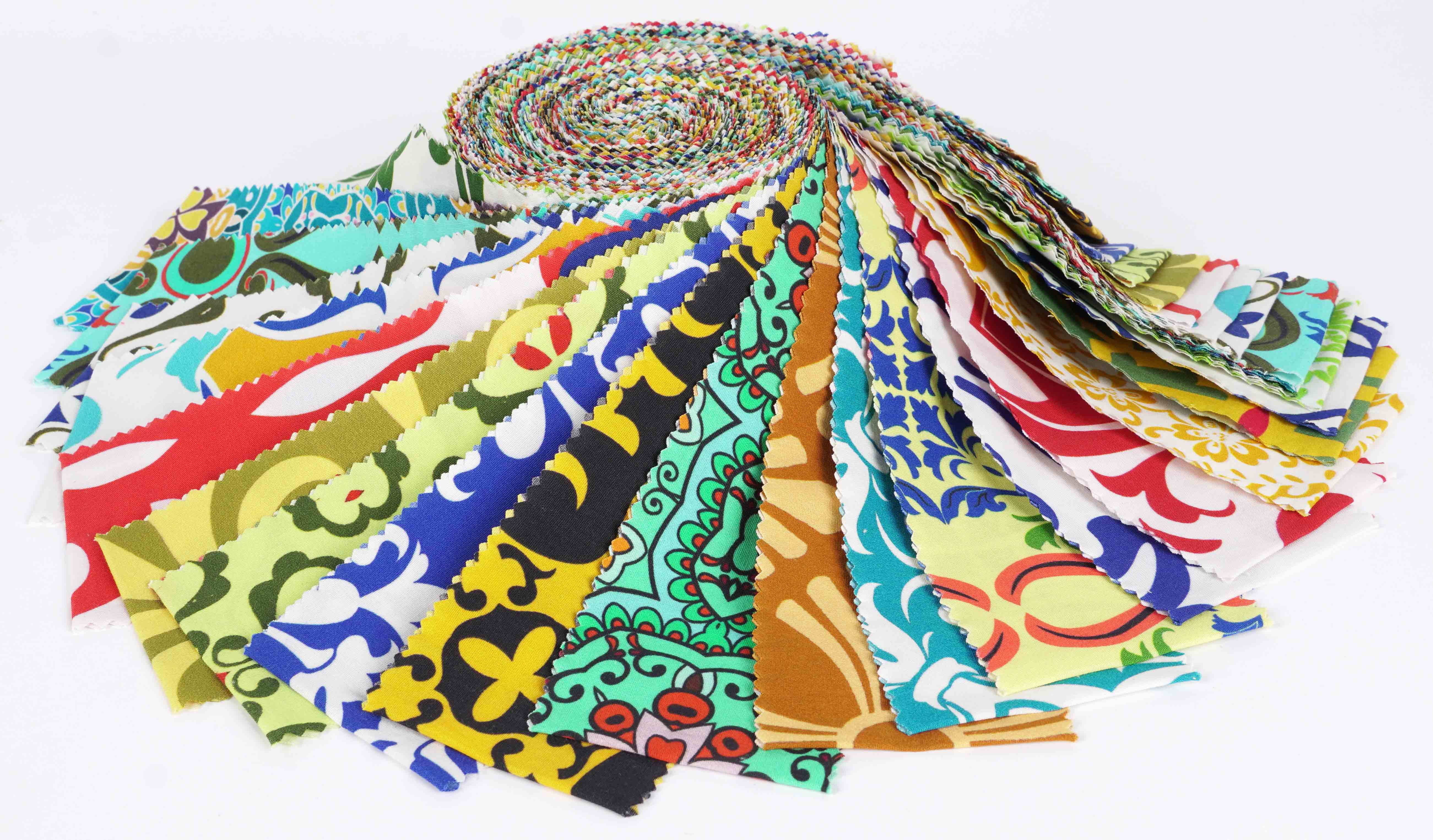 Soimoi 40Pcs Motifs Print Cotton Precut Fabrics For Quilting Craft Strips 2.5x42 inches Jelly Roll - Multicolor
