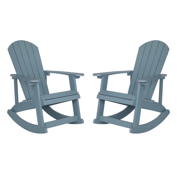 Flash Furniture Savannah Poly Resin Rocking Adirondack Chair - Sea Foam (Set of 2)