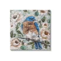 Stupell Bluebird Perched Floral Blooms Animals & Insects Painting Gallery Wrapped Canvas Print Wall Art