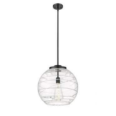 221-1S-BK-G1213-16-Innovations Lighting-Athens Deco Swirl - 1 Light Pendant In Industrial Style-17.13 Inches Tall and 15.75 Inches Wide-Matte Black