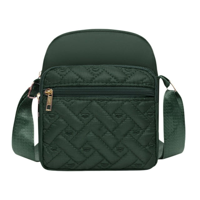 W-784 Green Womens Crossbody Shoulder Bag Oxford Material Compact Size Multiple Pockets Lightweight Adjustable Strap For Everyday Carry Outings #pG663