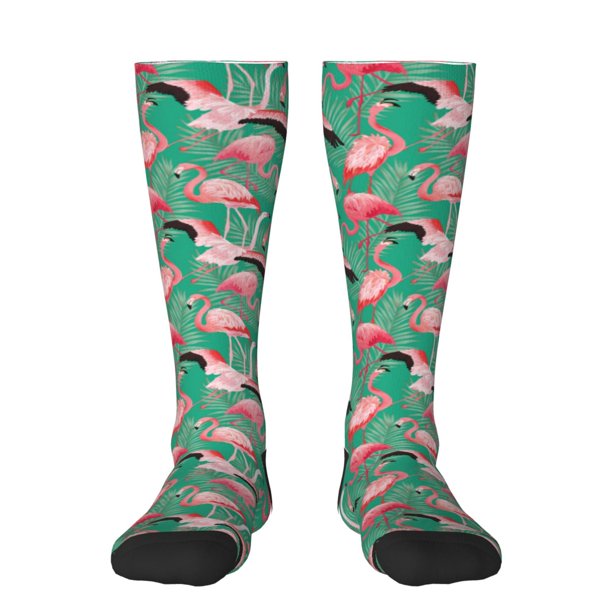 Balery Tropical Flamingo Calcetines novedosos Calcetines deportivos Calcetines hasta la rodilla Calcetines de algodón Calcetines originales y geniales
