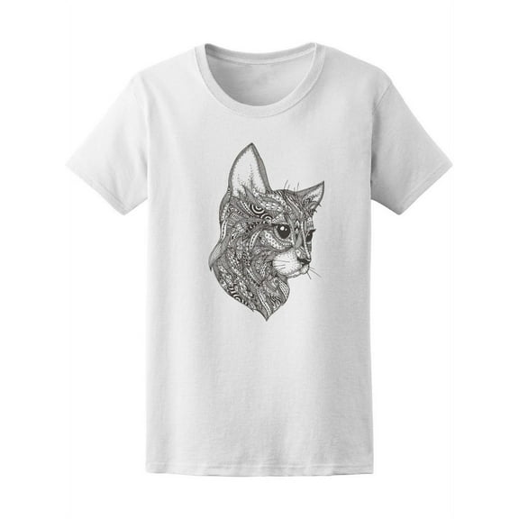 Ethnic Pattern Zendala Cat T-Shirt Women -Image by Shutterstock, Female x-Large