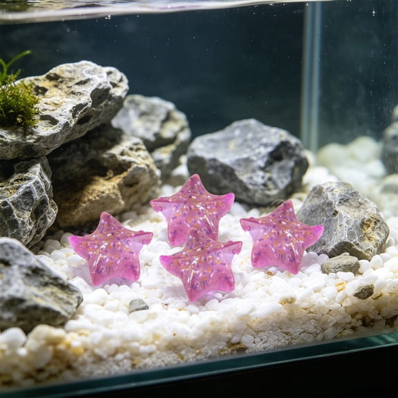 Cififendec 10Pcs Luminous Starfish Mini Ornament, 1", Glow In Dark Resin Aquarium Landscape Decoration for Fish Tank Bottom Layout, Underwater Scene Decor