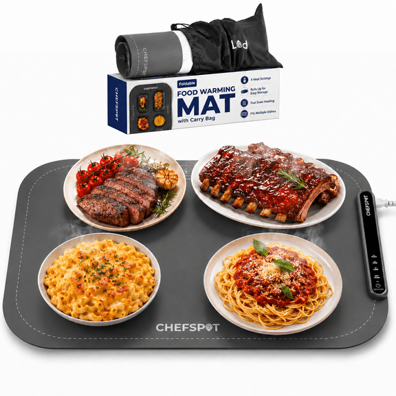 CHEFSPOT Food Warming Mat, Foldable Electric Buffet Warmer Tray with Carry Bag, Gray
