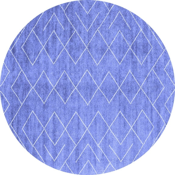 Ahgly Company Indoor Round Abstract Blue Contemporary Area Rugs, 3' Round