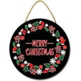 thumbnail image 1 of Eveokoki 12" Christmas Wooden Hanging Sign Door Decoration Wreath,Rustic Round Door Decor Christmas Welcome Sign Front Door Wreath for Home Indoor Outdoor Farmhouse Wall Window Decoration, 1 of 5