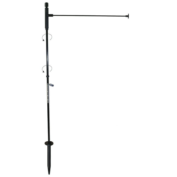 In the Breeze 4583 — Pivoting Low-Profile Garden Flag Pole — 33 Inches High by 15 Inches Wide — Color: Black