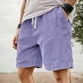 thumbnail image 2 of Krdevn Men's Casual Corduroy Shorts Vintage Embroidery Lightweight Summer Shorts with Drawstring Comfortable Relaxed Fit,Color: Purple Size: XXL, 2 of 4