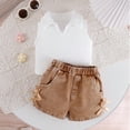 thumbnail image 2 of BOOMNY Toddler Girls Outfit Set 2 Peice Clothes Set for Girl Sleeveless Solid Color Tops Denim Shorts Cozy Kids Dailywear, 2 of 9