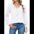 thumbnail image 2 of Blusa Informal Elegante para Mujer, de Larga, con Cuello en V y Volantes, para el Trabajo, 2025 XL, 2 of 10