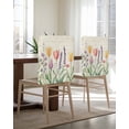thumbnail image 5 of nqOlkjepod Spring Floral Chair Covers Set of 6, Decorative Chair Back Cover, Summer Colorful Tulip Botanical Vintage Dining Room Chair Slipcovers Removable Chair Protectors Covers for Party Banquet, 5 of 7