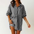 thumbnail image 2 of LYXSSBYX Long Sleeve Shirts for Women Women Fashion Turndown Collar T Print Lattice Sleeve T Shirt Blouse Tops, 2 of 7