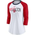 thumbnail image 2 of Women's Nike White/Heathered Red Washington Nationals Color Split Tri-Blend 3/4-Sleeve Raglan T-Shirt, 2 of 3