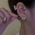 thumbnail image 2 of Pendientes con clip para oreja de flor de mariposa, clip para oreja, sin perforaciones, con borlas y nicho, 2 of 5