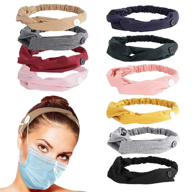 Artrylin 6 Pack Button Headbands Knotted Headbands for Nurses Doctors