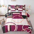 thumbnail image 1 of YST Geometric Circles Swirls Bed in a Bag Twin Modern Pink Purple Black Gray Comforter Set 7 Piece Abstract Geometry Grid Down Comforter Stripes Square Reversible Bedding Set Simple Style, 1 of 5