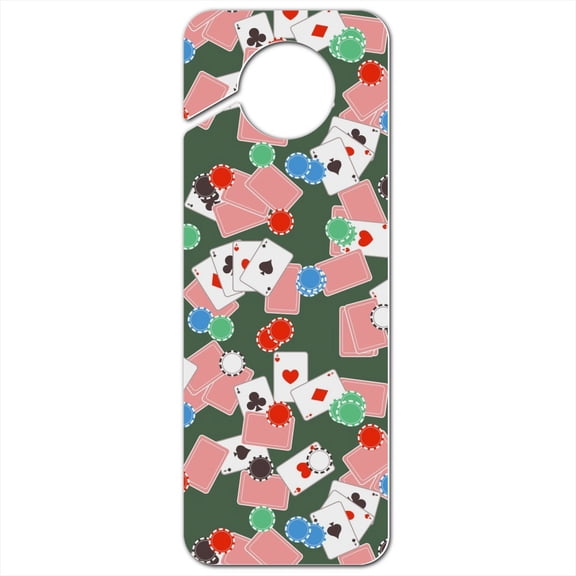 Poker Chips and Ace Cards Pattern Plastic Door Knob Hanger Sign