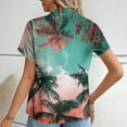 thumbnail image 4 of Hawaiian Shirts for Women Basic Collared Tee Shirt Coconut Palm Hawaii Style Tunic Blouses Button Down Short Sleeve Blouses Summer Beach Shirt Tropical Shirts Loose Flowy Cardigan, 4 of 6