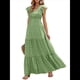 thumbnail image 2 of Vestido de Verano 2025 para Mujer, Cuello en V, Corta, Cintura Alta, Estampado Floral, Volantes Escalonados, Corte A, Maxi Verde XL, 2 of 8