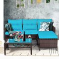thumbnail image 3 of Patiojoy 3-Piece Outdoor Rattan Wicker Sectional Sofa Set Patio Conversation Sofa Set, 3 of 8