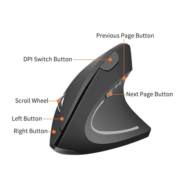 Ratón inalámbrico ergonómico para juegos 1600 DPI Ratones ópticos verticales ajustables