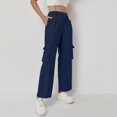 thumbnail image 6 of Women's Corduroy High Waist Pants, Multi-Pocket Straight Leg Wide Leg Trousers, Fall Casual Comfort Fit Pant for Daily Wear and Various Occasions Navy, 6 of 9
