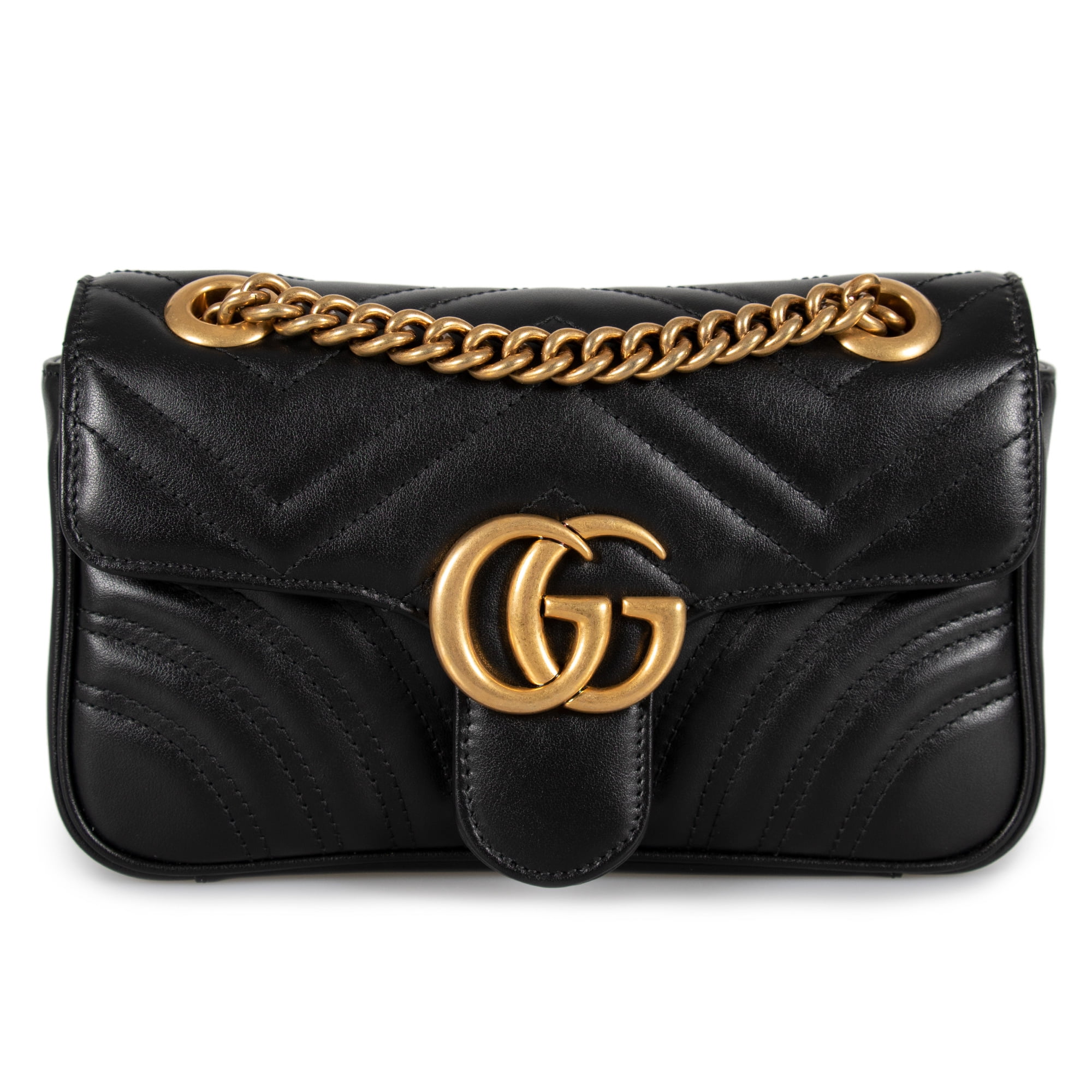 black gg marmont mini leather bag