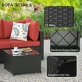 thumbnail image 4 of Phonjoroo 5PCS Patio Furniture Sets All Weather Outdoor Sectional Sofa Manual Weaving Wicker Rattan Outdoor Conversation Set with With Cushion And Glass Table, Red, 4 of 7