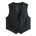 thumbnail image 4 of Cropped Suit Vest for Women Button Up Business Casual Dressy Waistcoat Vest Tops, 4 of 5