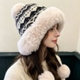 thumbnail image 3 of SYMOID Womens Fair Isle Knit Trapper Hat with Faux Faux Fur Trim, Black, One Size Hats,Size Free Size, 3 of 6