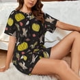 thumbnail image 4 of Vsdghe yellow Pumpkin Corn Pattern Women's Pajama Set,Short Sleeve Sleepwear 2 Piece Pjs Lounge Sleepwear Sets-Medium, 4 of 6