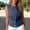 Sky Blue, variant on Women Sleeveless Tops, Denim Round Neck Asymmetric Button - Front Vest for Coffee Dates, Shopping & Art Exhibitions