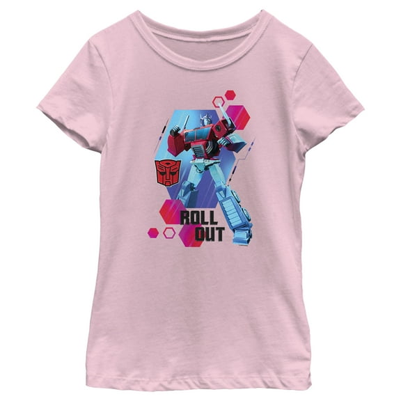 Girl's Transformers: EarthSpark Optimus Roll Out  Graphic Tee Light Pink Medium