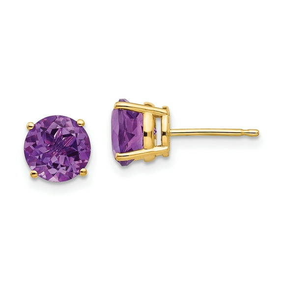 Primal Gold 14 Karat Yellow Gold 7mm Amethyst Post Earrings