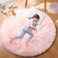 thumbnail image 1 of Alfombra redonda PAGISOFE rosa para habitación de niñas y dormitorio de 4 pies, 1 of 7