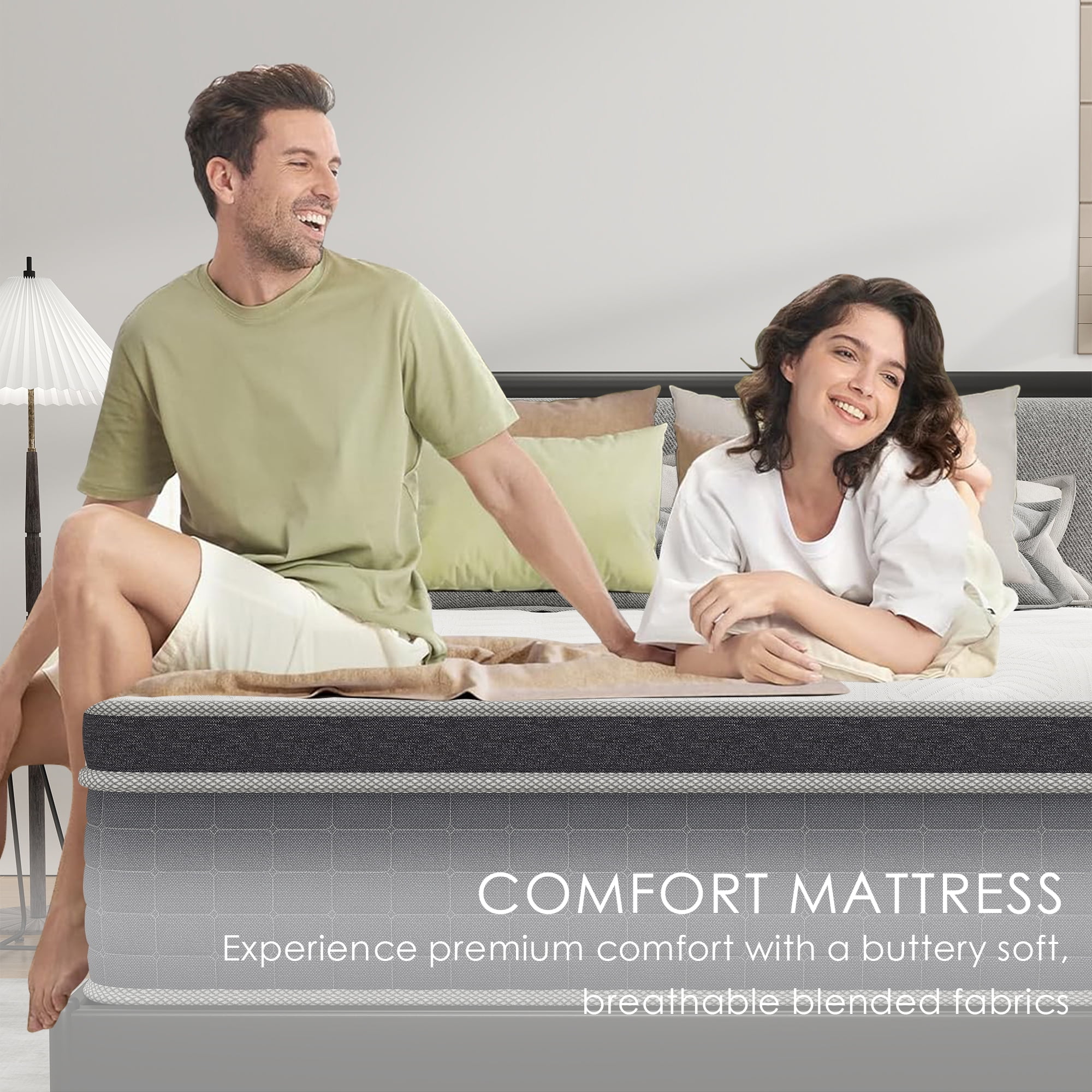 "lemontalking 14"" Gel Memory Foam Spring Hybrid Mattress, Queen Size, CertiPUR Certified, Hypoallergenic"