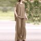 thumbnail image 1 of ICHUANYI Clearance Women's Summer Suit Fashion Short Sleeve Solid Color Trousers Casual Two-Piece Suit(Khaki, S) ICHUANYI WER2023080914909, 1 of 6
