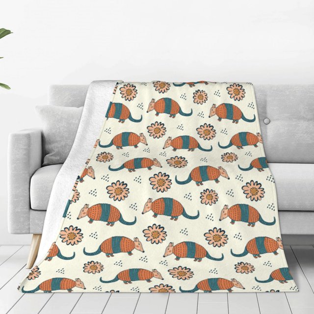 Fotbe Colorful Armadillos1 Manta de Franela Acolchonada con Estampado, Súper Suave y Esponjosa, Extra Grande para Sofá, Cama, Uso Todo el Año-50"x40"
