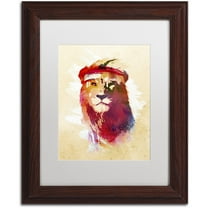 Trademark Fine Art 'Gym Lion' Canvas Art by Robert Farkas, White Matte, Wood Frame