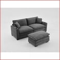 thumbnail image 2 of 2-Seat L-Shaped Corduroy Sofa with USB & Cup Holder | Gray | Cushion Back | Square Arms, 2 of 6