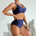 thumbnail image 2 of Women's High Waisted Bikini Sets Push Up Twist Front Spaghetti Straps Ruched Two Piece Swimsuit Bathing Suit Dark Blue XL, 2 of 5