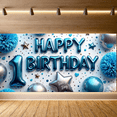 thumbnail image 7 of LUUFILx Blue Birthday Backdrop Decoration Balloons For Baby Boy First Birthday Party Celebration Background Happy Birthday Banner Party Supplies, 7 of 7