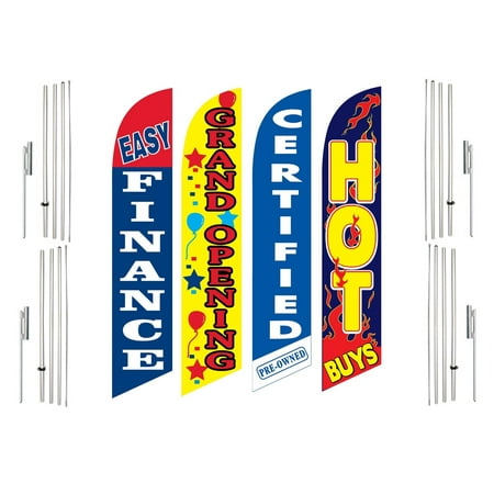 4 Swooper Flags With 4 Pole Kits Easy Finance Grand Opening Certified Hot Buys