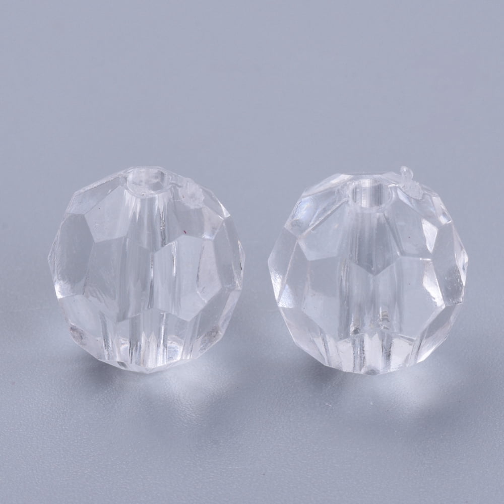 Transparent Acrylic Beads Faceted Round Clear 20x19.5mm Hole: 3mm about 116pcs/500g