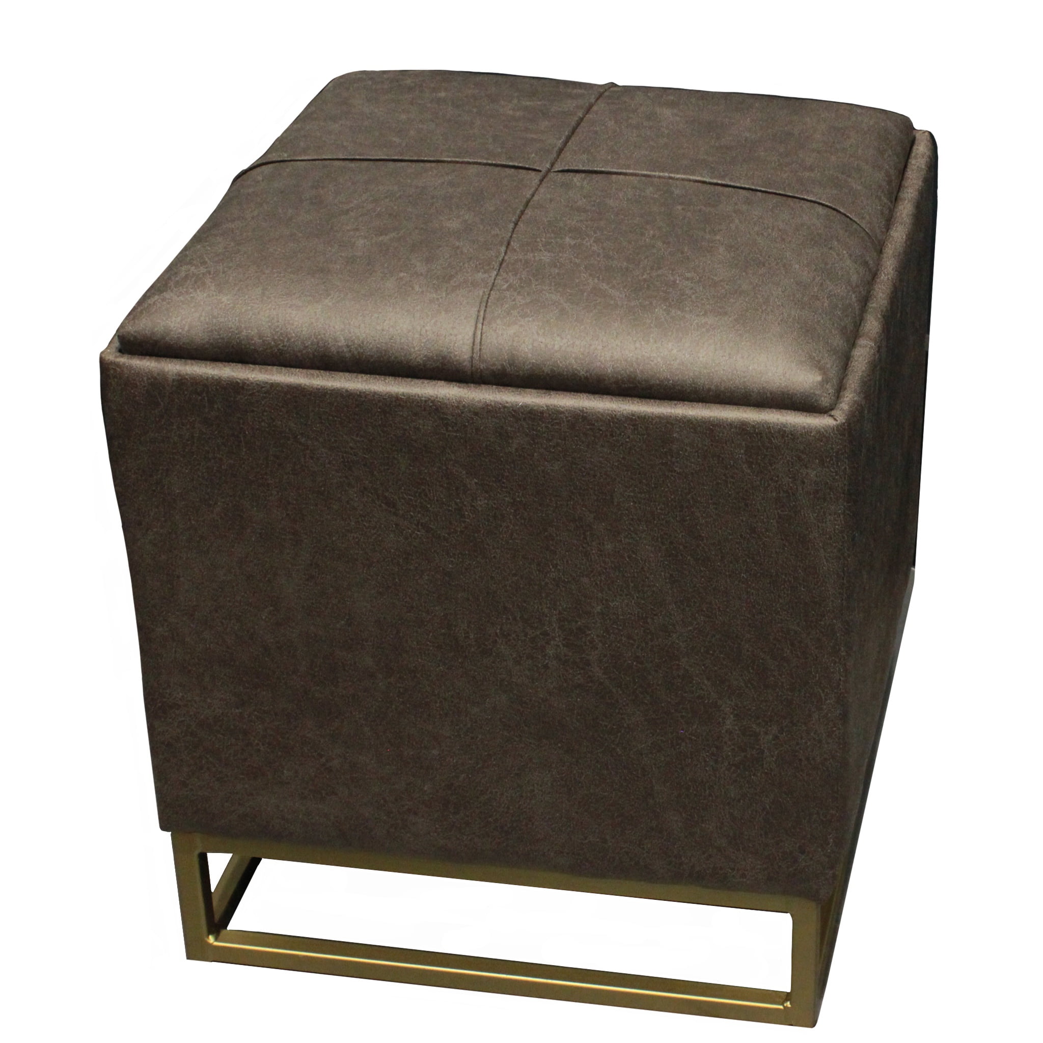 Design Guild Faux Leather Ottoman Footrest with Storage Compartment